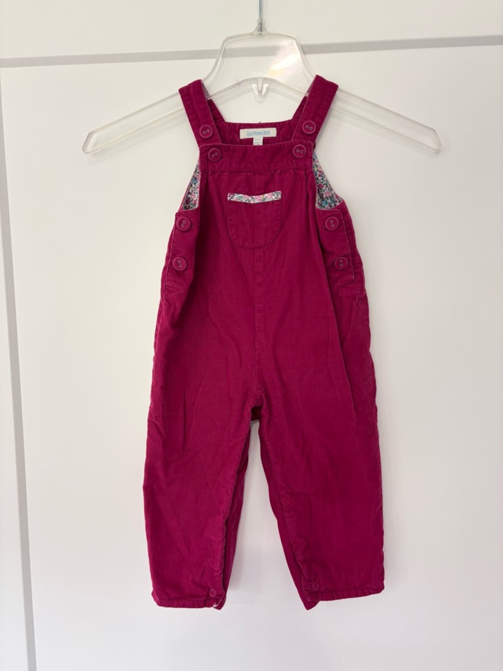 JoJoMamanBebe Fuchsia Pink Corduroy Overalls Size 6-12 months